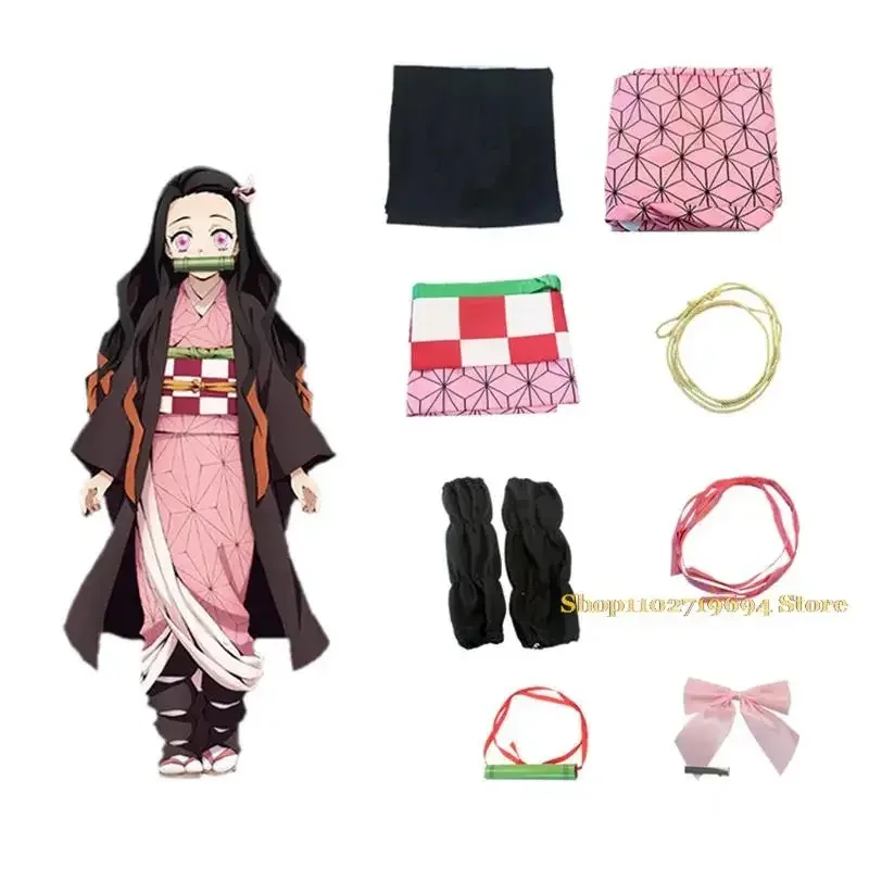 Bear's Den Demon Slayer Kamado Nezuko Cosplay Costume Anime Kimetsu No Yaiba Uniform Adult Kids Hallowe New 2025
