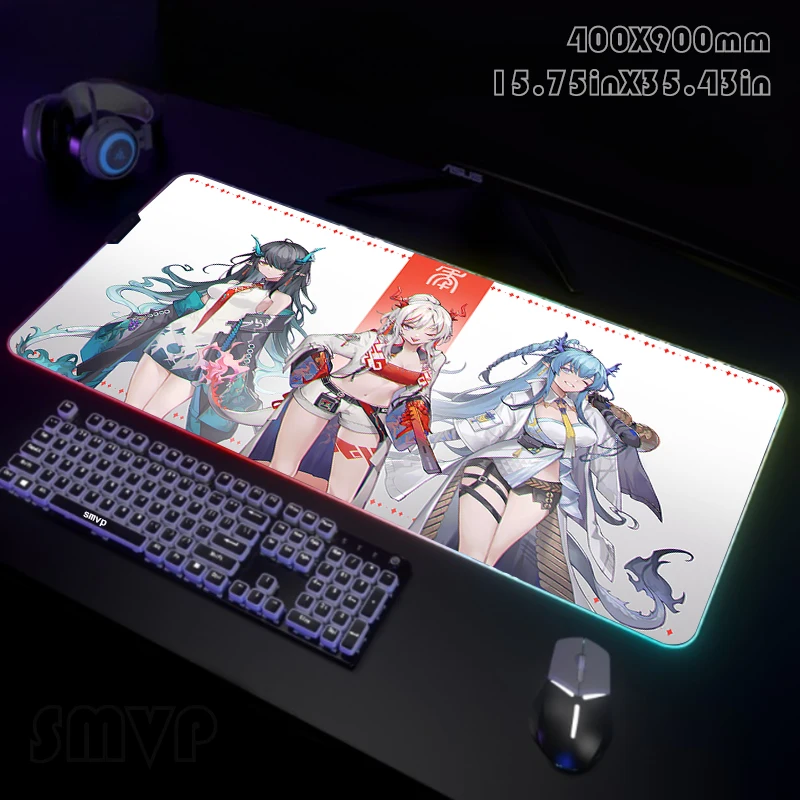 Antique Girl RGB Mouse Pad Large Gamer Mousepads LED Desk Rug Mouse Mat Backlit Laptop Pads Luminous Keyboard Mats