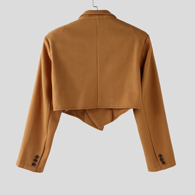 INCERUN hommes Blazer irrégulier couleur unie revers à manches longues décontracté culture Blazer hommes Streetwear bouton mode mâle costume mince manteaux