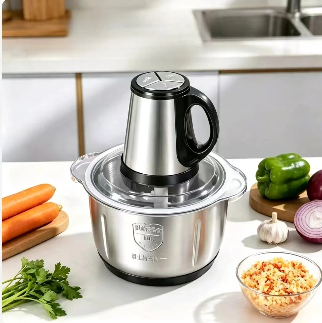 Household 5L Multifunctional Electric Food Chopper 3‑Speed Stainless Steel Crusher For Kitchen Prep