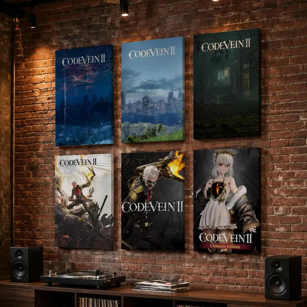 2video Game C-Code Vein II Framed Wall Painting Wood Canvas Poster For Living Room Bedroom Hallway Office Home Decor Gift