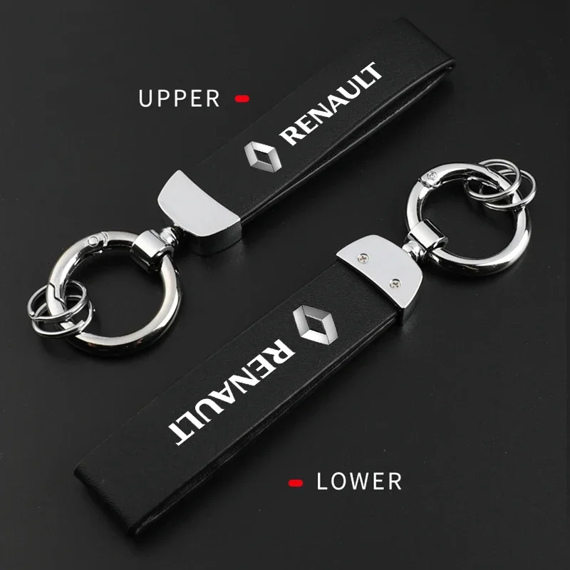 Car Metal Key Chain Fine Leather Emblem Key Ring For Renault Alfa Romeo Honda Jaguar Ford JEEP Acura Subaru Mitsubishi Volvo view 5