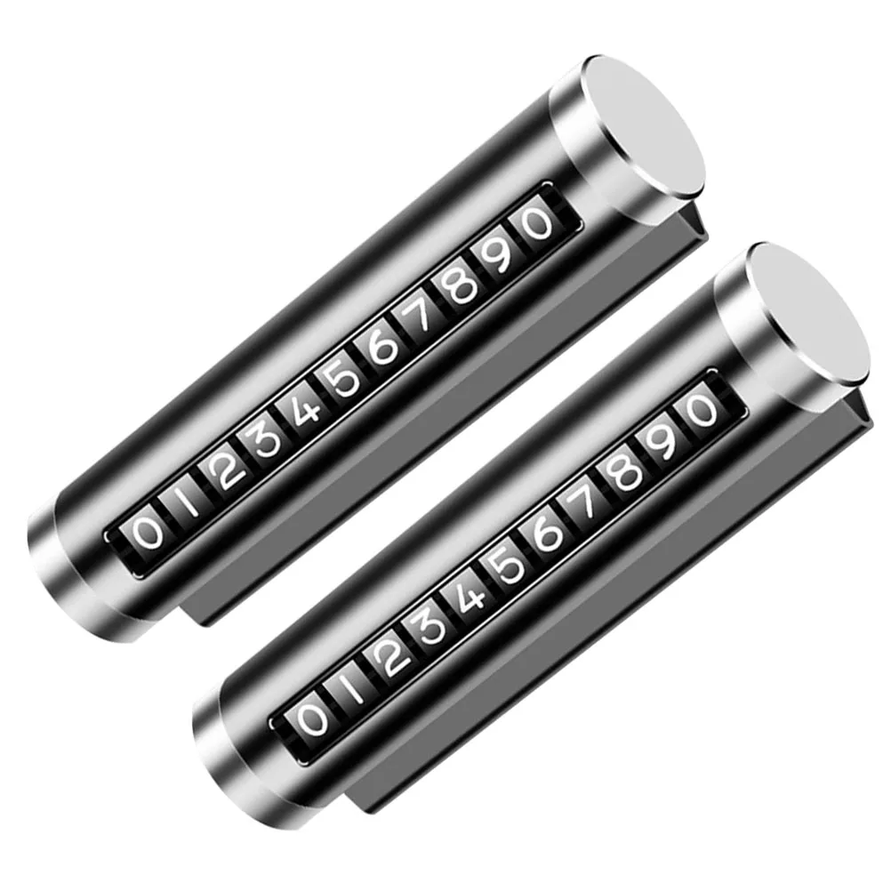

2Pcs Temporary Car Parking Card Flip Phone Metal Material Enlarged Widened Digits Interior Accessories