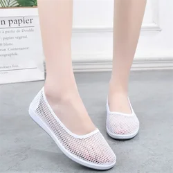 Summer Women's Flat Fhoes Mesh Shoes Hollow Out Women's Shoes Leisure Network Shoes Shallow OL Mouthed Cotton Low Top Shoes