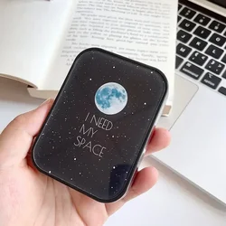 Contact Lens Case Black and White Galaxy Moon Future Sense Two Companion Cases with Large Capacity Contact Lenses with Mirrors