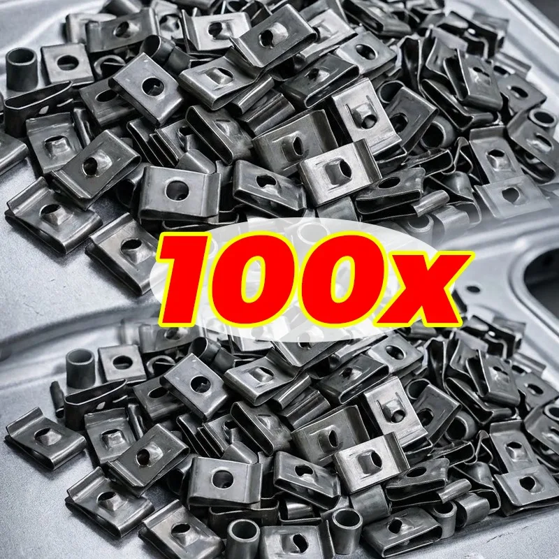 Car U Type Fastener Clip Metal Spring Nut Retainer Chimney Spire Clips for M4 M5 Screws Auto Motorcycle Door Panel Bumper Repair