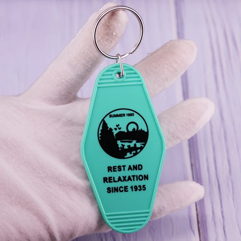 Rest And Relaxation Since 1935 Keychain Lake Blue Camp Crystal Lake Vintage Motel Hotel Keyring