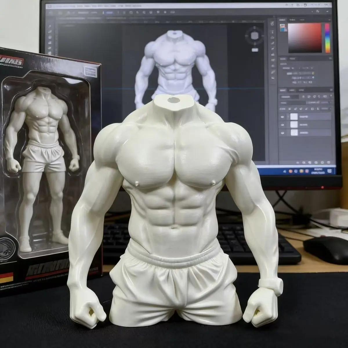 3D Printed muscular man Figurine Modern Desk Edge Ornament bodybuilding Style Tabletop Statue Collectible Gift for Boyfriend