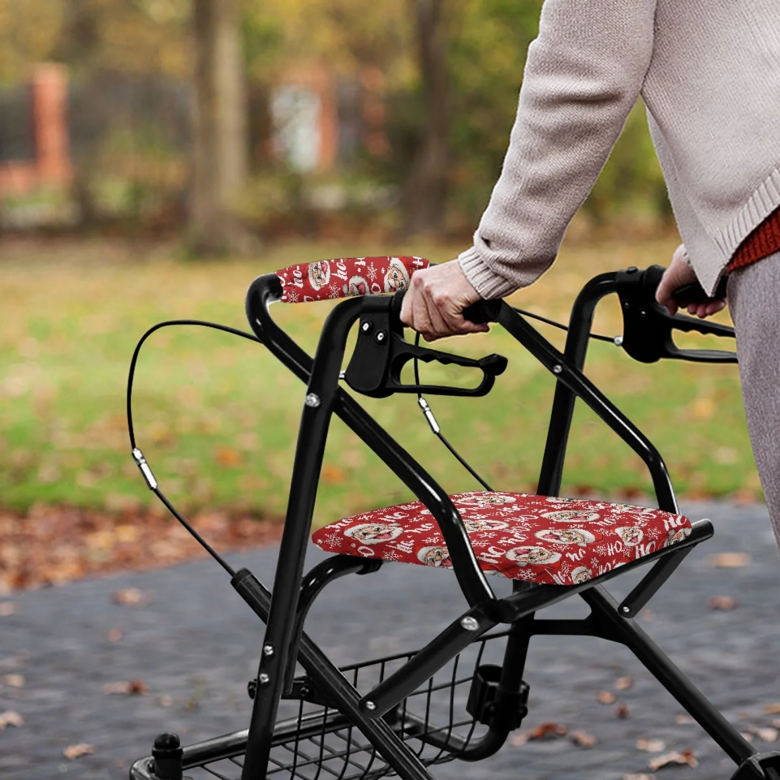 Coloranimal Non Slip Easy to Install Pack of 2 Rollator Seat Back Cover for Seniors for Travel Father Christmas view 4