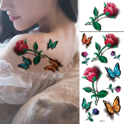 3D Waterproof Tattoo Stickers Color Semi Permanent Tattoosemi Temporary Tattoos For Women Feet Butterfly Flowers Animals