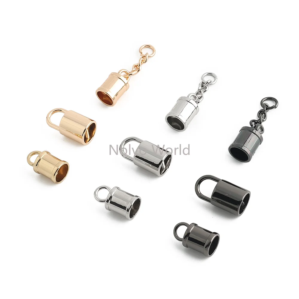 20/50/100PCS 7-20mm Tassel Leather Cord End Crimp Caps Beads End Cap For DIY Bag Belts Connector Metal D ring Buckle Accessories