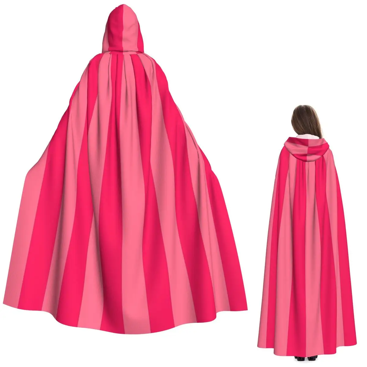 

Смелый яркий ветерический полосатый узор, длинный плащ с капюшоном, средневековый костюм ведьмы, накидка для косплея, пальто на Хэллоуин для взрослых, унисекс