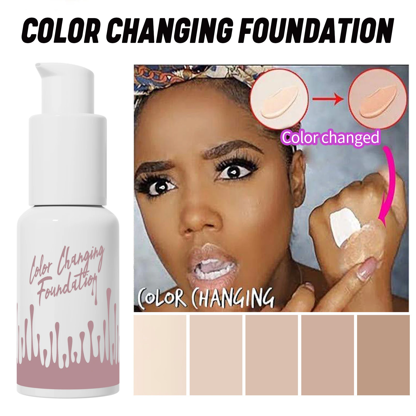 1PC Magic Color Changing Foundation Liquid Soft Matte Long Lasting Hydrating Makeup Base Cream for All Different Skin Tone