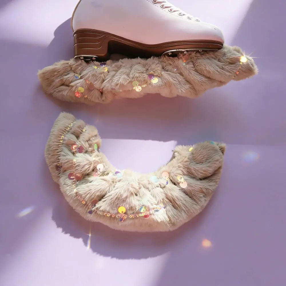 ice-skate-blade-guards-velvet-plush-protective-covers-for-figure-skating-shoes-sequin-decor-moisture-wicking-skating-gear