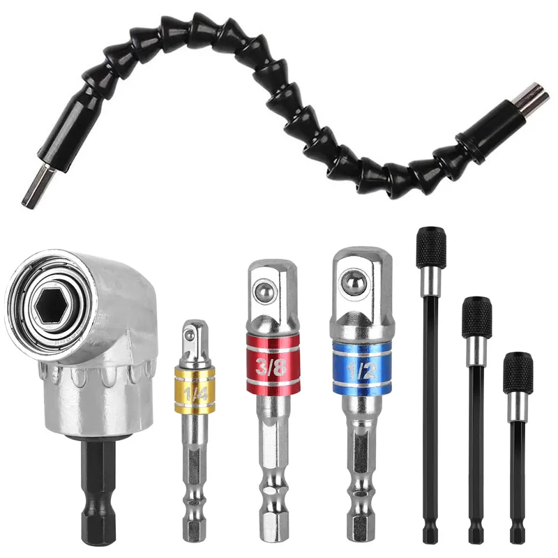 

Набор быстроразъемных шатунов для поворота, набор угловых удлинительных бит для дрели или отвертки, адаптер для гнезда 1/4, инструмент