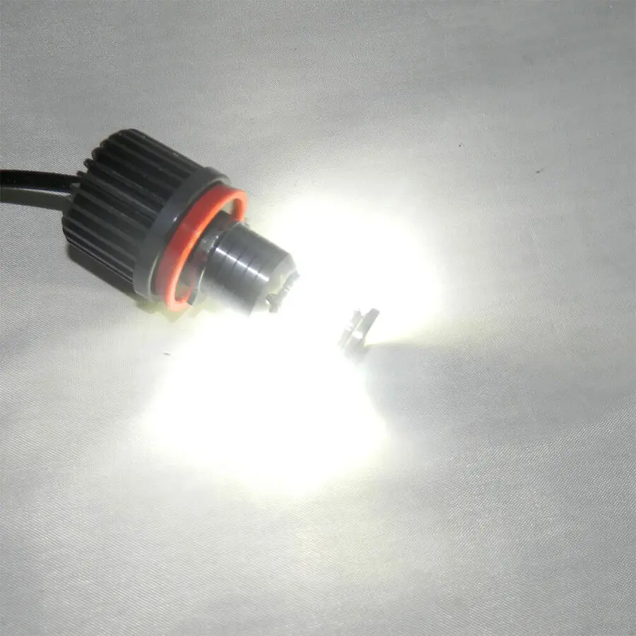 2x H8 Xenon White LED Angel Eyes Halo Ring Light Bulbs For BMW 3 Series E90 E91