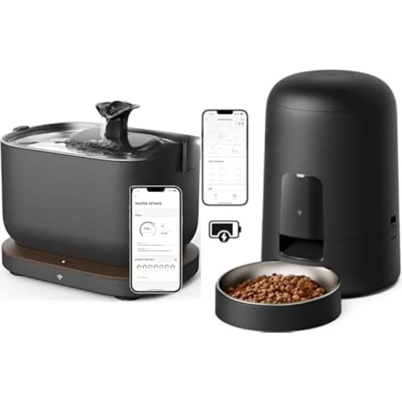 

Bundle of App Cat Water Fountain 2.5L/84oz Pet Water Fountain for Cats with 2.4GHz Wi-Fi + Automatic Cat Feede