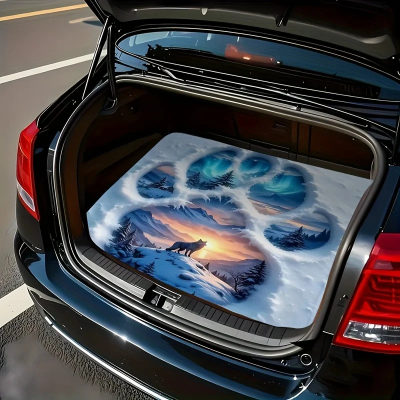1pc, Wolf In The Snow Style Car Trunk Pad - Dustproof, Durable And Easy To Clean, Stylish Design Keeps The Car Clean | Suitable