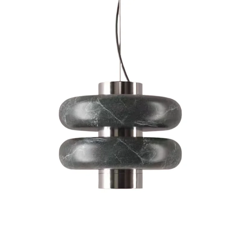 Mid Century Modern Minimalist Marble Travertine Small Chandelier for Dining Room Bar Counter Bedroom Living Room Bedside Lamp