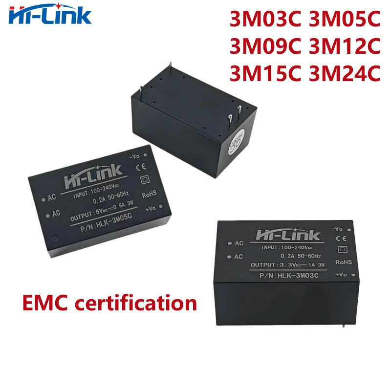 Hi-Link 3M05C 3M03C 3M09C 3M12C 3M15C HLK-PM01 ACDC  D Converter 220V to 5V 3W 0.6A Step Down Switching Power Supply Module IC