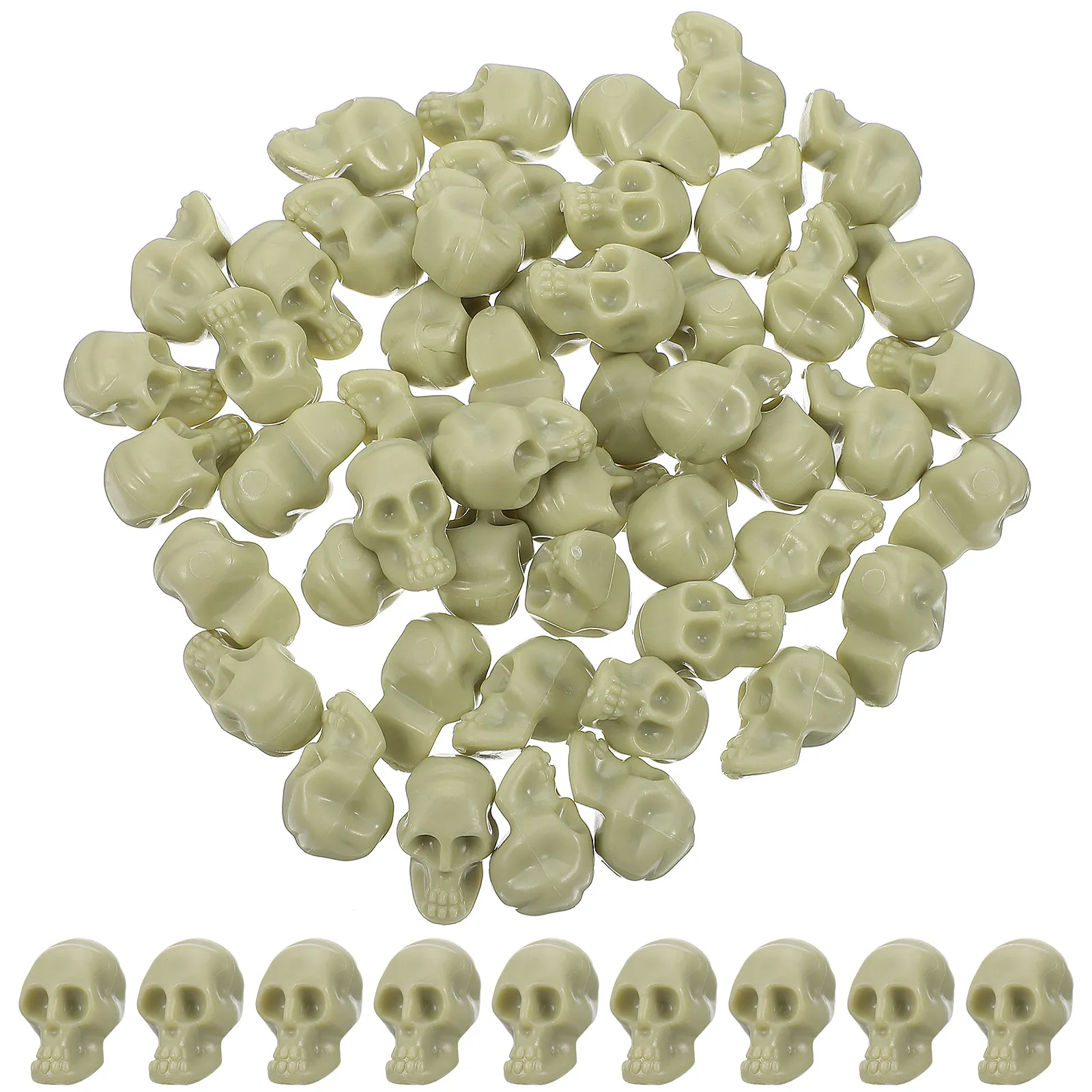 50Pcs Plastic Skull Head Ornaments Halloween Decoration Accessories Spooky DIY Crafts Table Mantel Shelf Display Party Favors