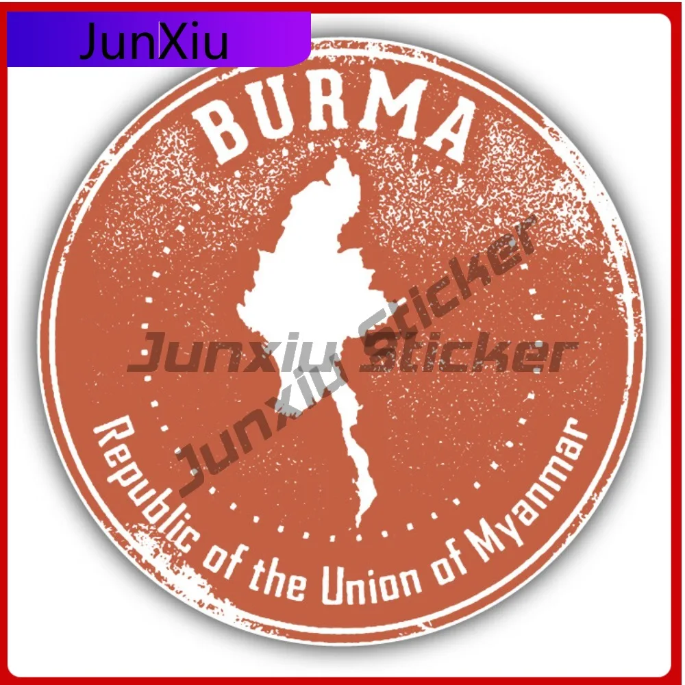 

Burma Map Creative Sticker Stamp Car Decal Bumper Stickers Funny Style SUV Use For Rear Window Decorat Automotive Decor Water