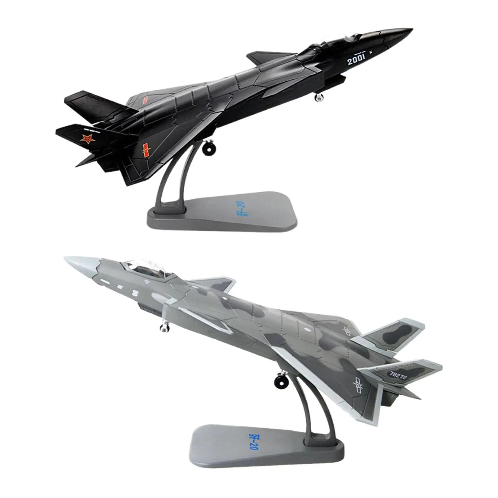 

1/100 J20 Fighter Kids Toys Desktop Decoration Souvenir Diecast Model Aircraft Ornament for Bar Living Room Shelf Cafe Office