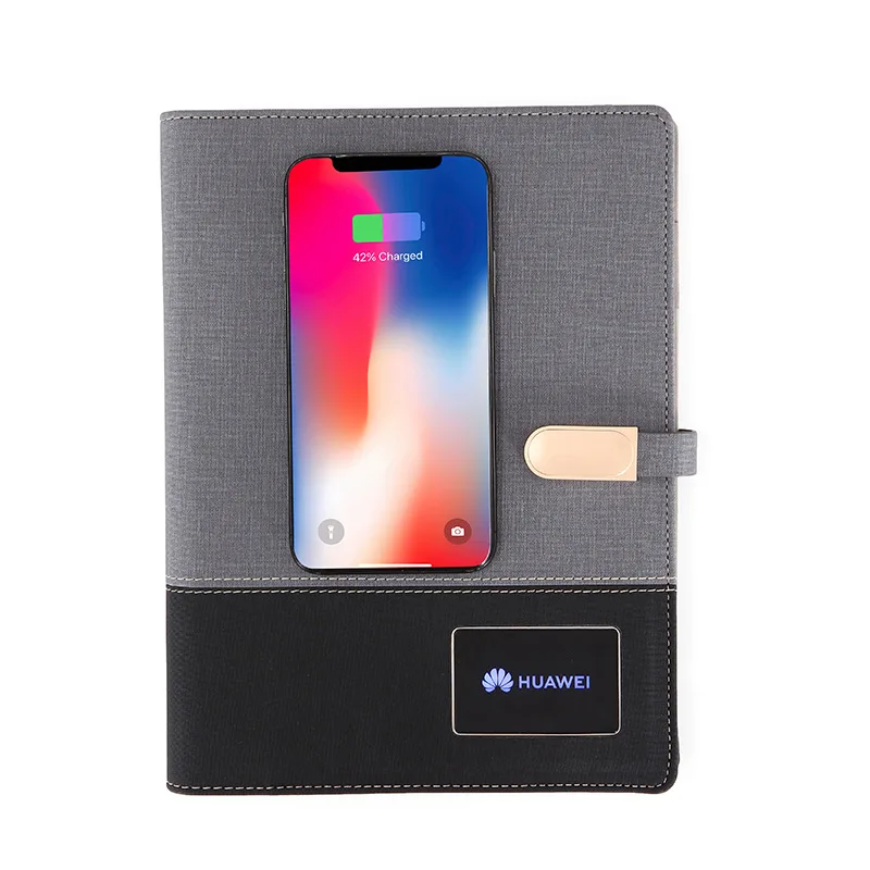 Mobile Power Notebook With LED Customized LOGO Wireless Charging Notepad A5 Charging Bank Loose-leaf Notebook