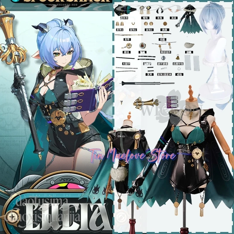 

Аниме-игра Zenless Zone Zero Косплей Lucia Elowen 코스프레 의상 Сексуальные темно-зеленые глубокие V-образные шорты Нижнее белье Парики Реквизит Книга Хэллоуин Cos