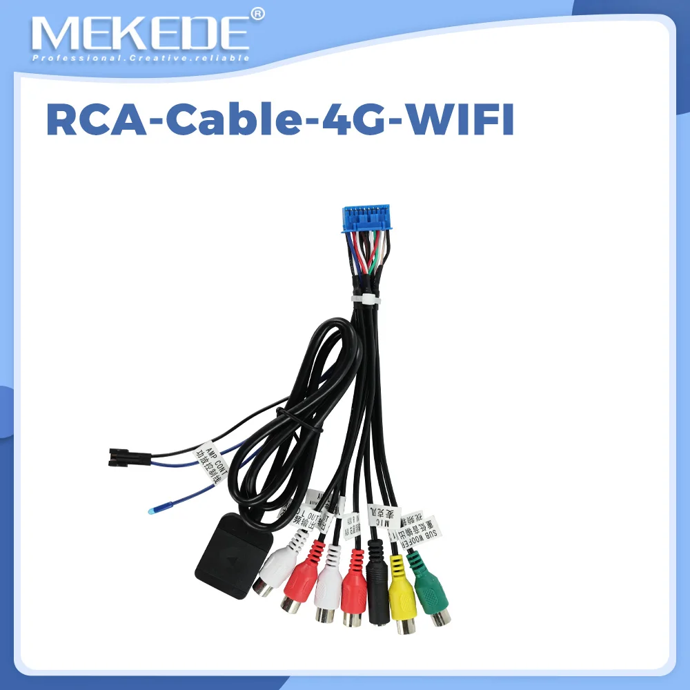 MEKEDE Universal RCA Cable AUX Audio Output Wire Microphone Fan 4G LTE Adaptor For Android Radio Car Accessories