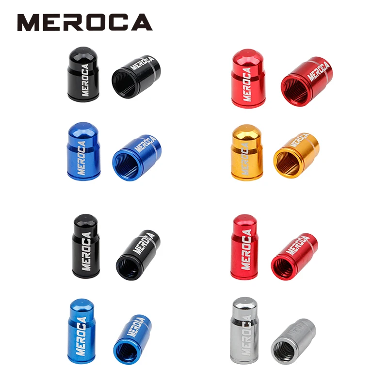 MEROCA 2pcs Aluminum Alloy Bicycle Valve Caps Mountain Bike Road Bike Tire French/American Valve Cover