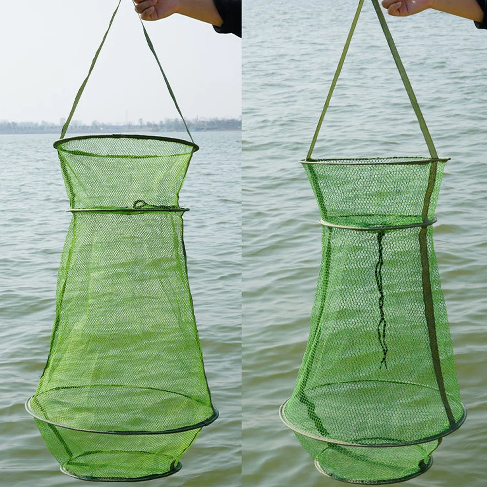 

1PCS Nylon Fish Basket Large Capacity Foldable Mesh Cage Reusable Catching Net for Fishing Accessories Deepen Design Portable