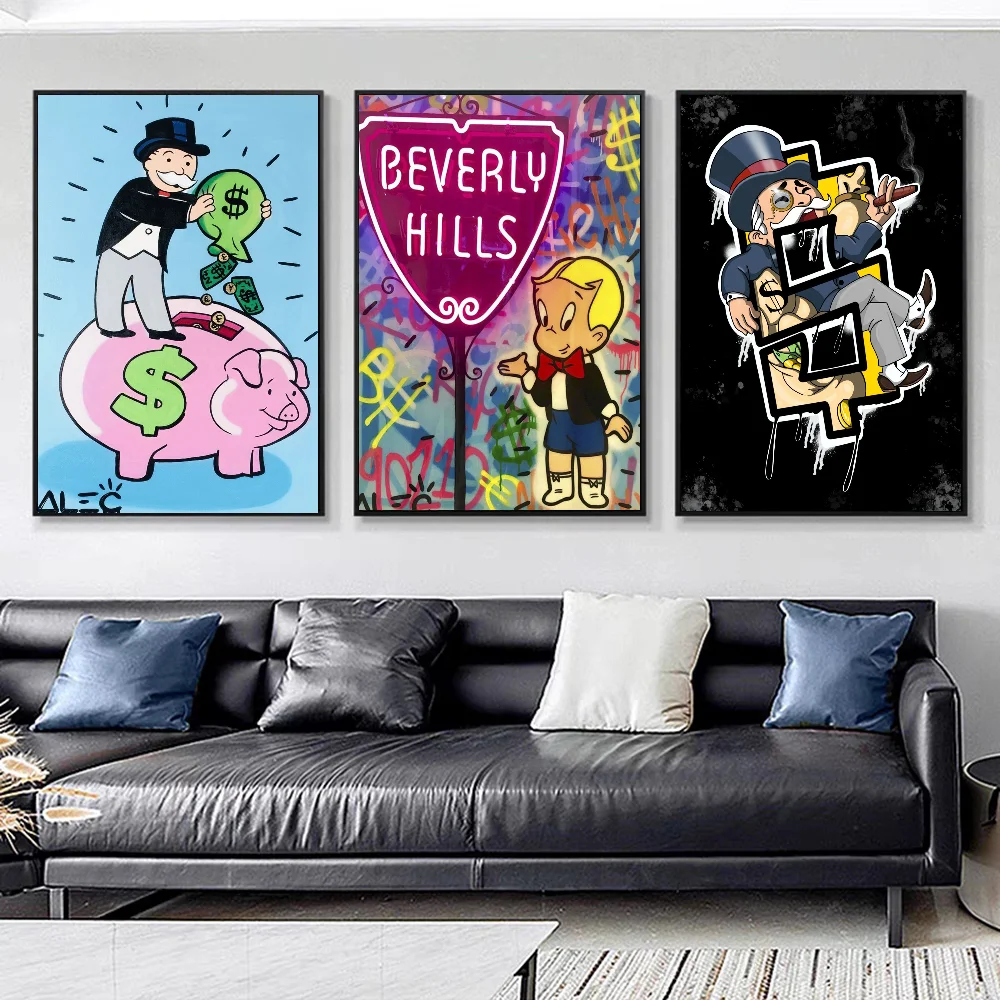 Cartoon Luxury Dollar MonopolyS DIY Sticky Poster Fancy Wall Sticker for Living Room Bar Decoration Wall Decor
