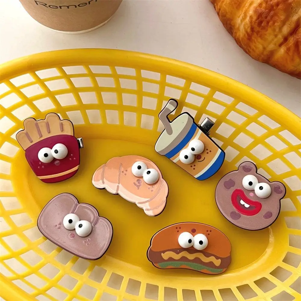 Potato Chips Hamburger Hair Clip Drink Croissant Imitation Food Duckbill Clip Barrettes Headwear Plastic Bear Hairpin Daily