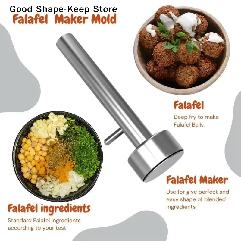 1Pcs Stainless Steel Falafel Scoop Maker Kitchen Supplies Non-Stick Brushed Finish Meatball Mold Dishwasher-Safe Kitchen Tool