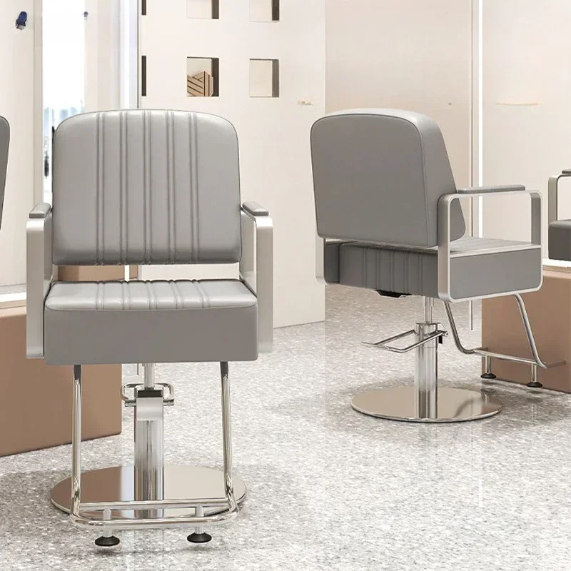 Hair Chair Lifting Adjustment Swivel Chair Armrest Stainless Steel Rotating Barber Shop Chair