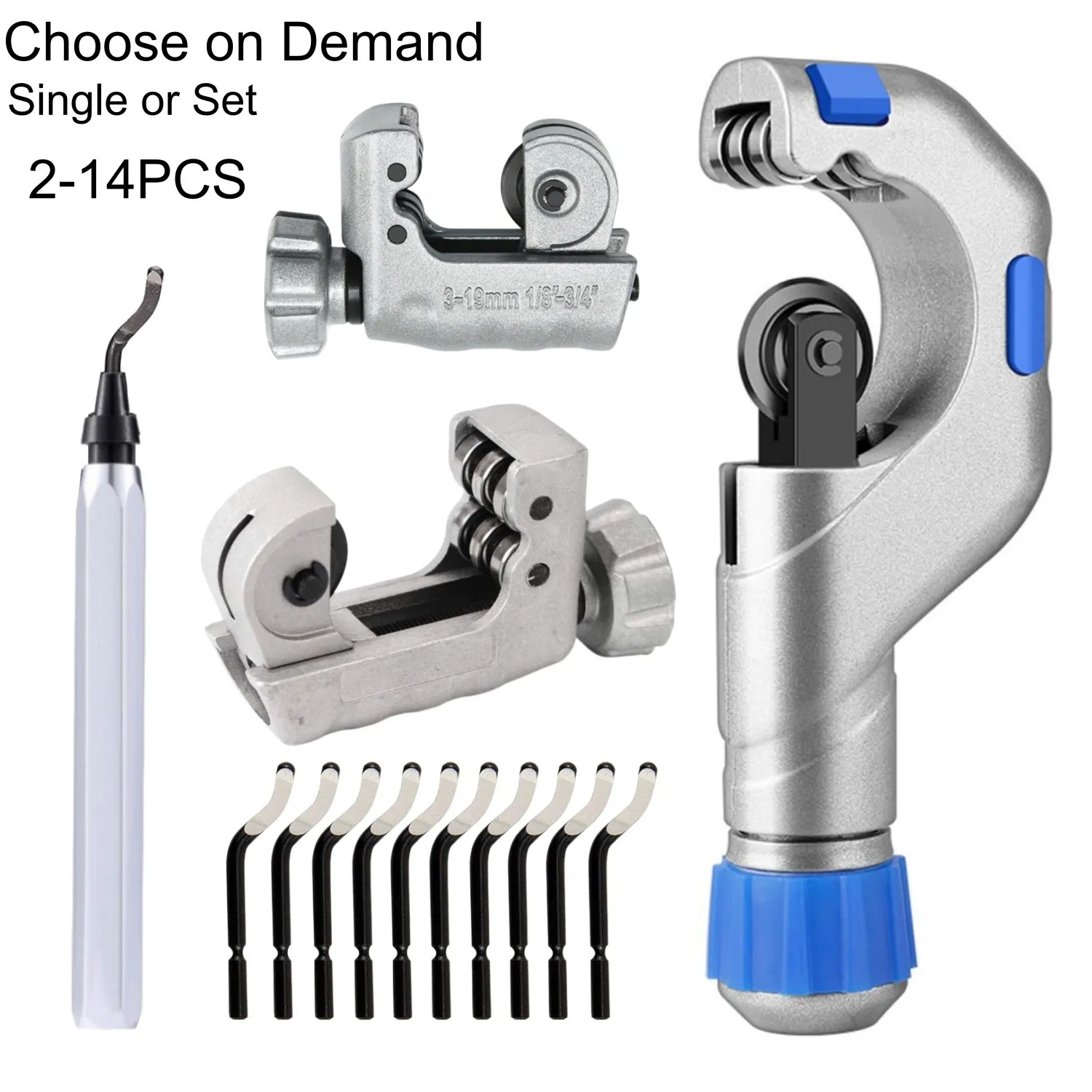 Tubing Cutter Set Deburring Tool 2-14PCS Pipe Cutter with wide Cutting Capacity Deburring Tool for Copper Aluminum Brass Plastic