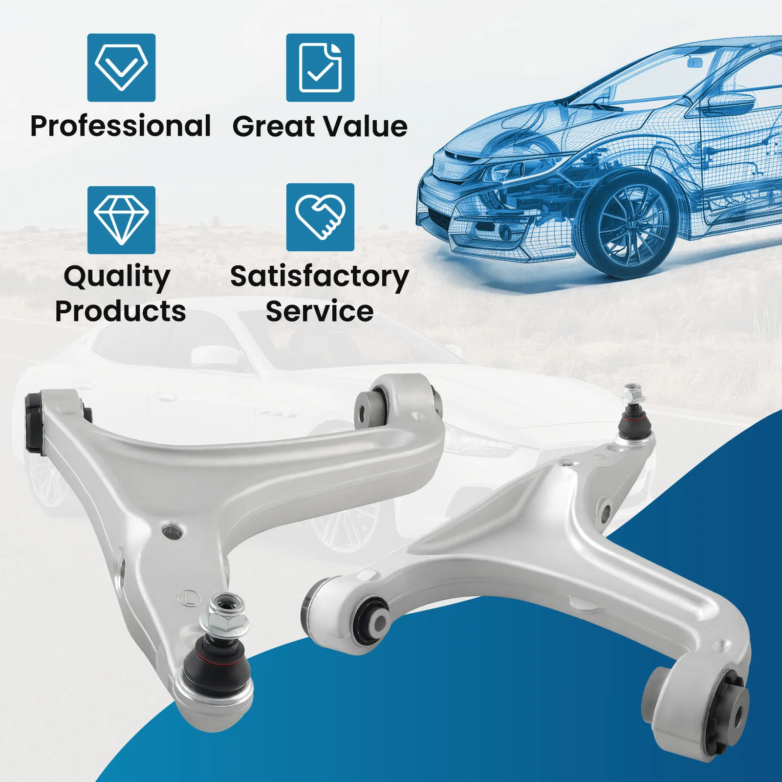 マセラティ ギブリ クアトロポルテ M156 2014-2021 2022用 フロントロアコントロールアーム 2個 673007124 670006934 670107801 670107803