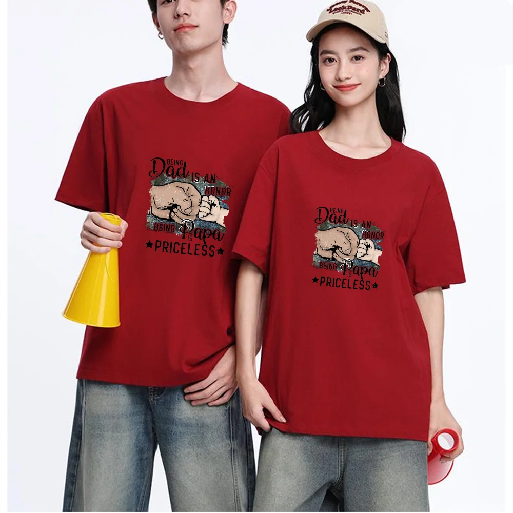 Fist Bump Dad Papa Honor Quote Printed T Shirt Breathable Fabric S-XXL Personalized Custom Casual Short Sleeve Tee Unisex Fit Ae