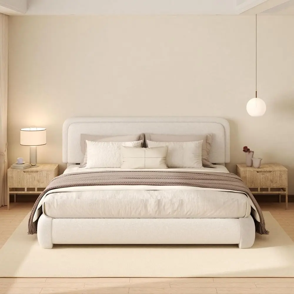 

Белая кровать-платформа King-Size с регулируемой высотой, обивкой в стиле Cloud Design, изящными изгибами, без пружинного блока, простая сборка, бесшумная.