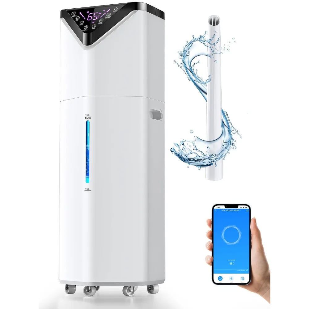 

Smart Humidifier for home up to 2800 ft², 5Gal 1000ml / h Mist Output Auto 180°Mist Tube Rotate, Diffuser and Ambient Light