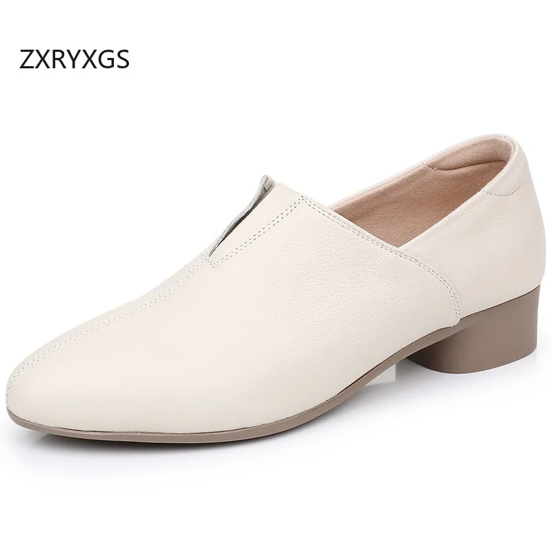 

ZXRYXGS British Style Pointed Top Cowhide Leather Shoes 2026 New Spring Elegant Comfortable Women Fashion Shoes Shoes Size 32-43