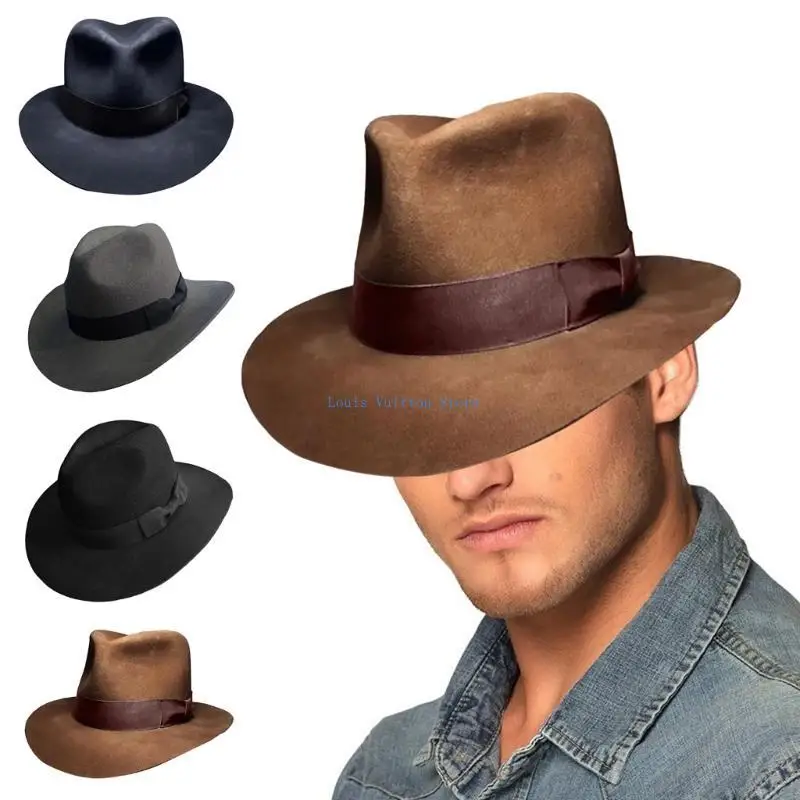L5YB لعب الأدوار فيدوراس قبعة مسطحة TopHat الكبار للجنسين السحرة قبعة تنكرية زي قبعة
