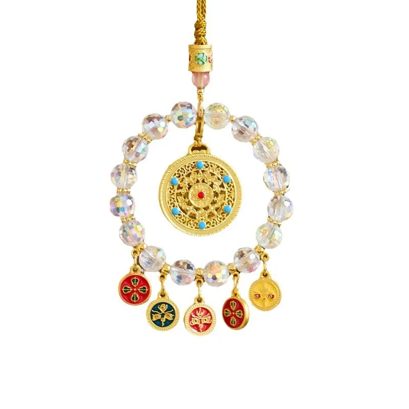 

Five-way God of Wealth Car Hanging Multicolored Crystal Glazed Five Blessings Pendant Temple Car Pendant