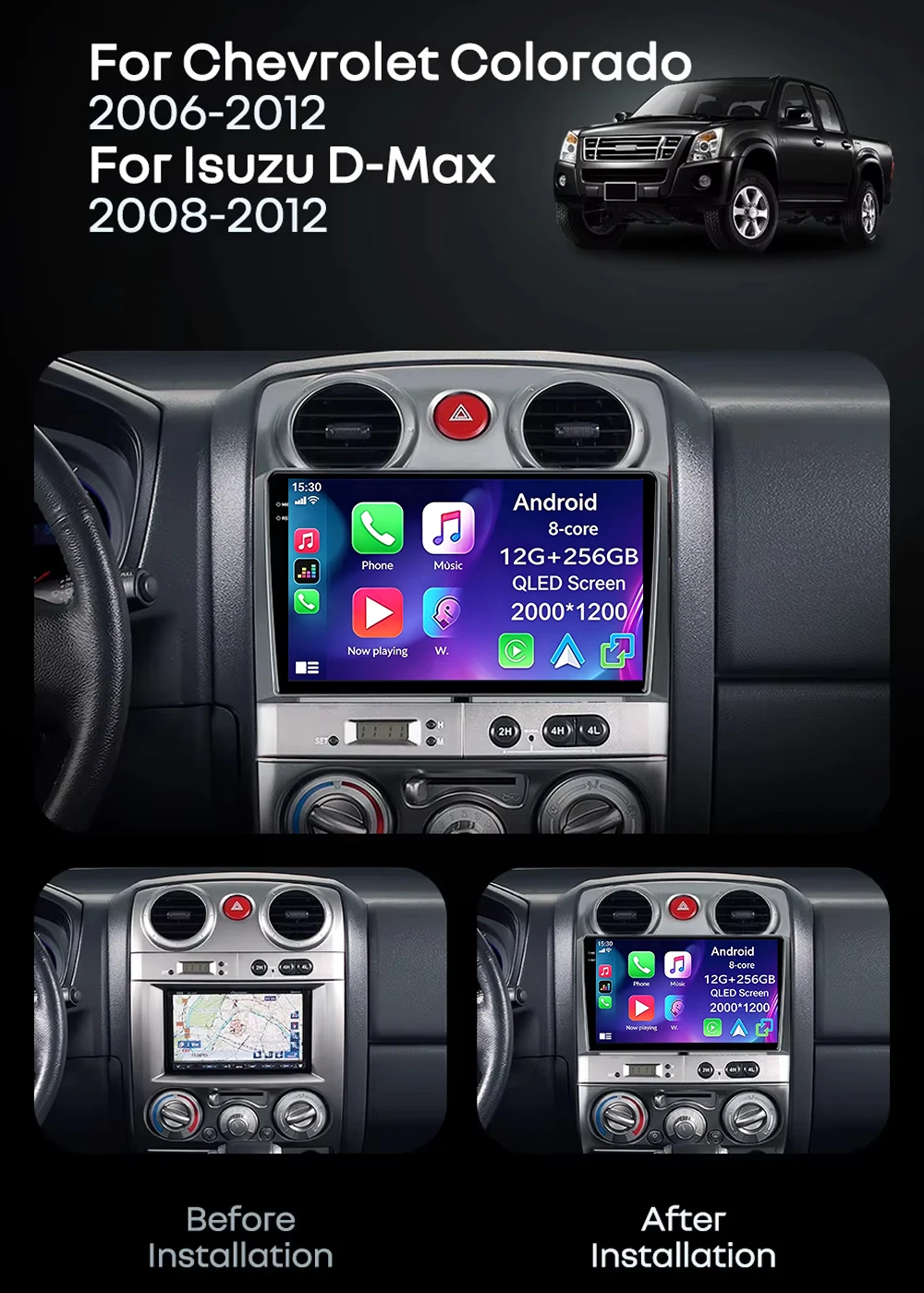 Android 16 Carplay Auto Car Radio For Isuzu D-Max DMAX 2007 2008 2009 2010 2011 GPS Navigation Multimedia Player 2Din DVD Stereo