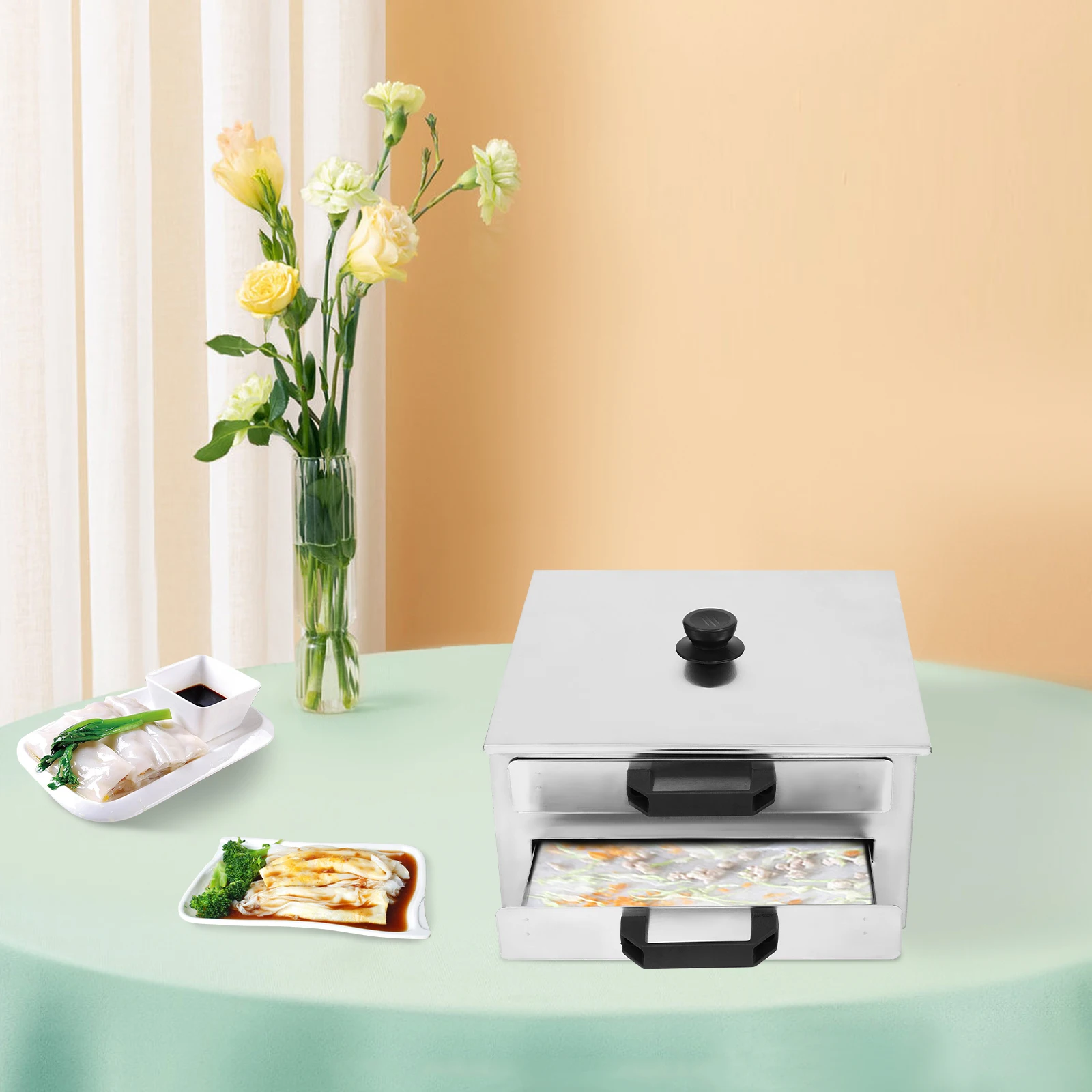 مفتوح الصينية الأرز المعكرونة لفة قدر الغذاء البخاري مع صينية اضافية الفولاذ المقاوم للصدأ طبقة مربعة/طبقة الطبخ المطبخ قوانغدونغ تجهيزات المطابخ