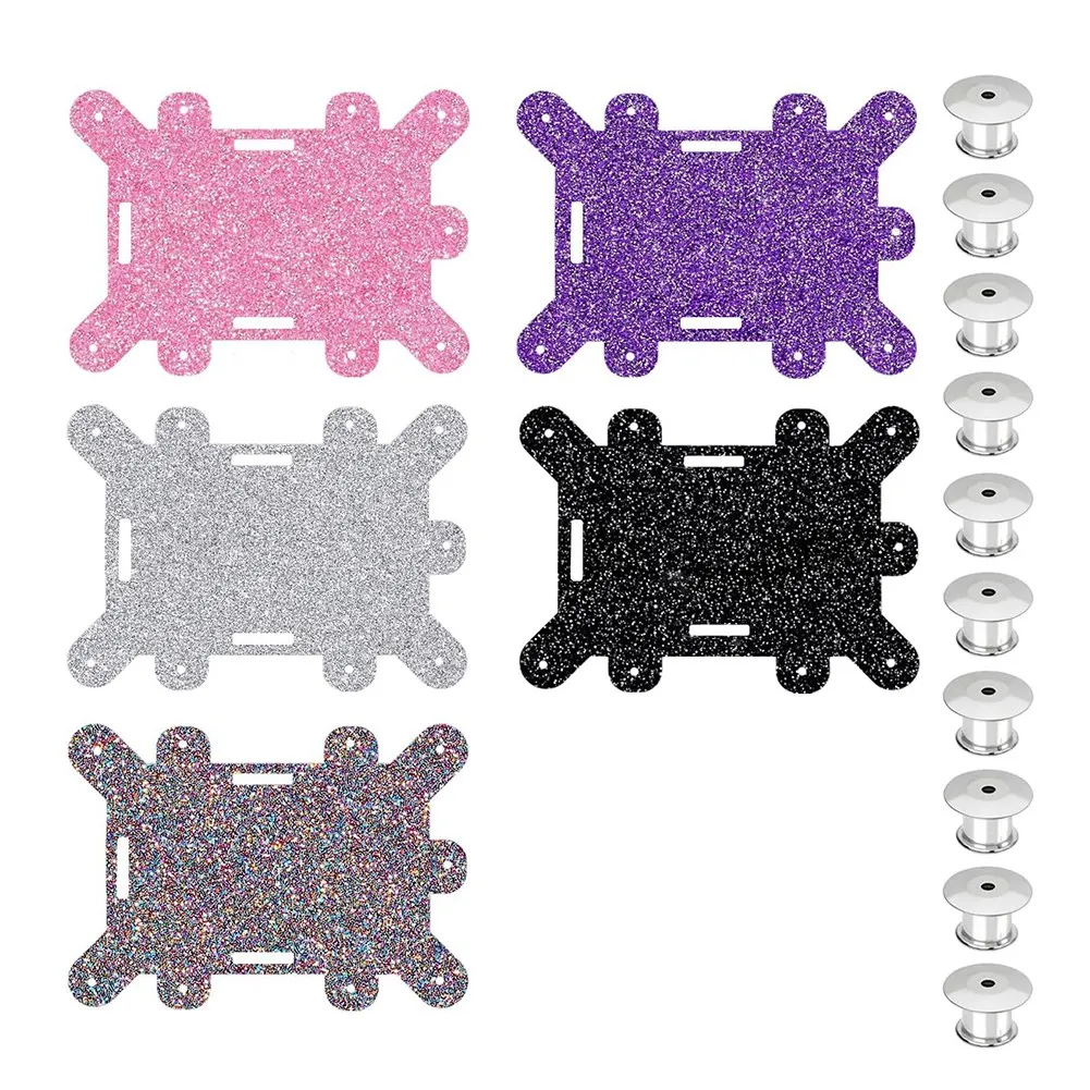 ABJF-5 Pack Badge Buddy Pin Holder With 10 Locking Pin Backs Black Pink Purple Badge Pin Holder Compatible
