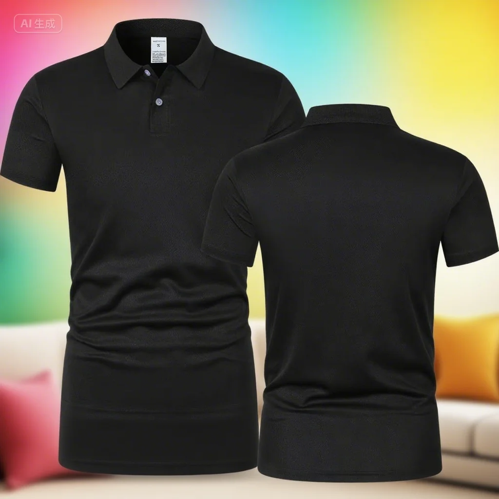 2026 New Men's Solid Color Short Sleeve T-Shirt Collar Polo Comfortable Breathable Fashion Basic Fit for Spring/Summer