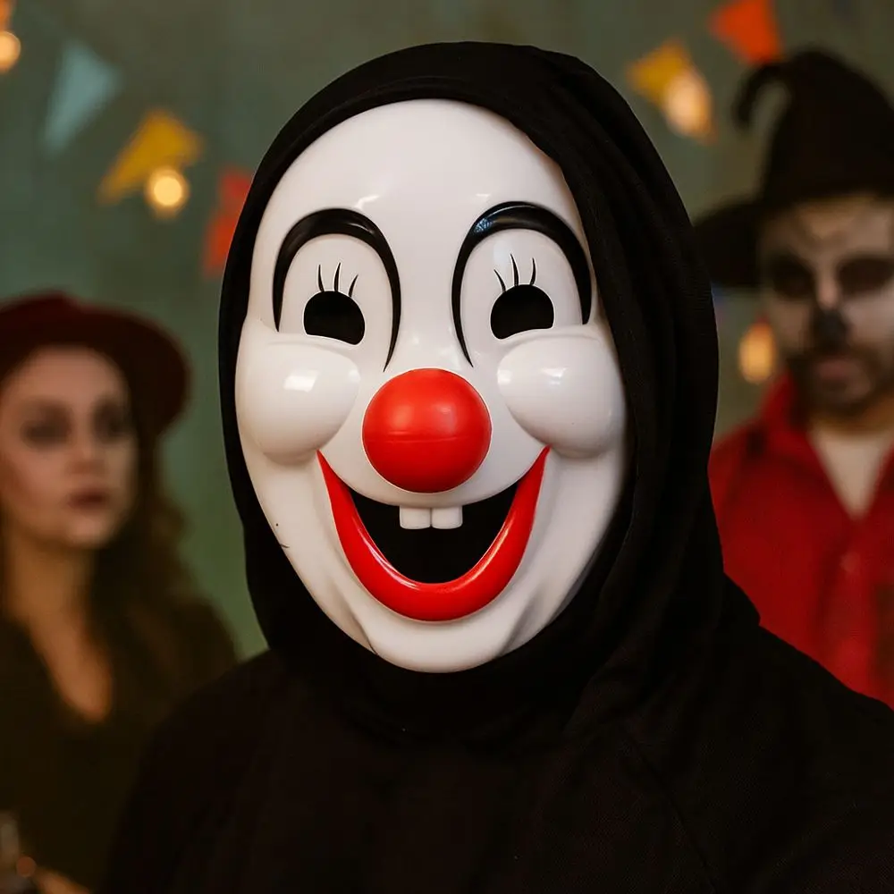 

Ghost Dress Up Red Nose Halloween Clown Mask PVC Funny Clown Makeup Mask Scary Happy Clown Costume Halloween Party