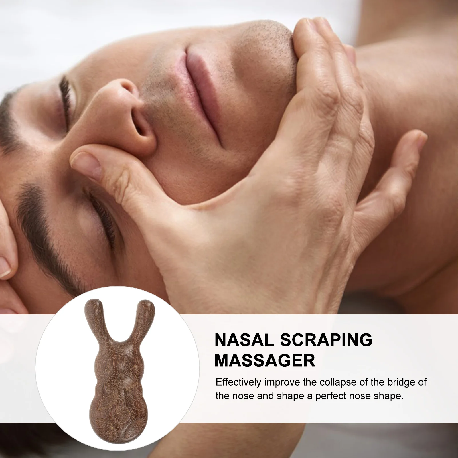 

Nasal Scraping Massager Facial Acupoint Sandalwood Tool Portable Ergonomic Design Promotes Blood Circulation Relieves Fatigue